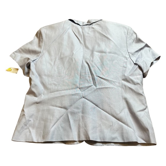 NWT TALBOTS Women’s Vintage Rayon Linen Short Sleeve Button Down Blazer in Blue - Picture 3 of 8